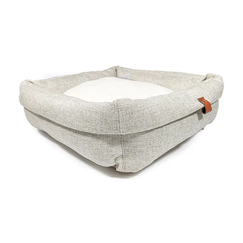 Sleeping Nest For Pet Warm Fabric Pet Kennel Thickened Khaki Faux Linen