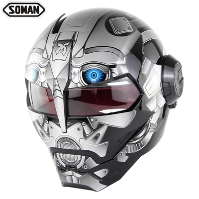 Braveking Casque Moto, Casque Iron Man, Transformers Flip Up Helmet, Casque  Harley Vintage,1,L : : Auto et Moto