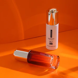 Customized Color and LOGO 15ml Push Button White Thick Cylinder Glass Cosmetic Dropper Packaging Bottle with Press Pump Dropper