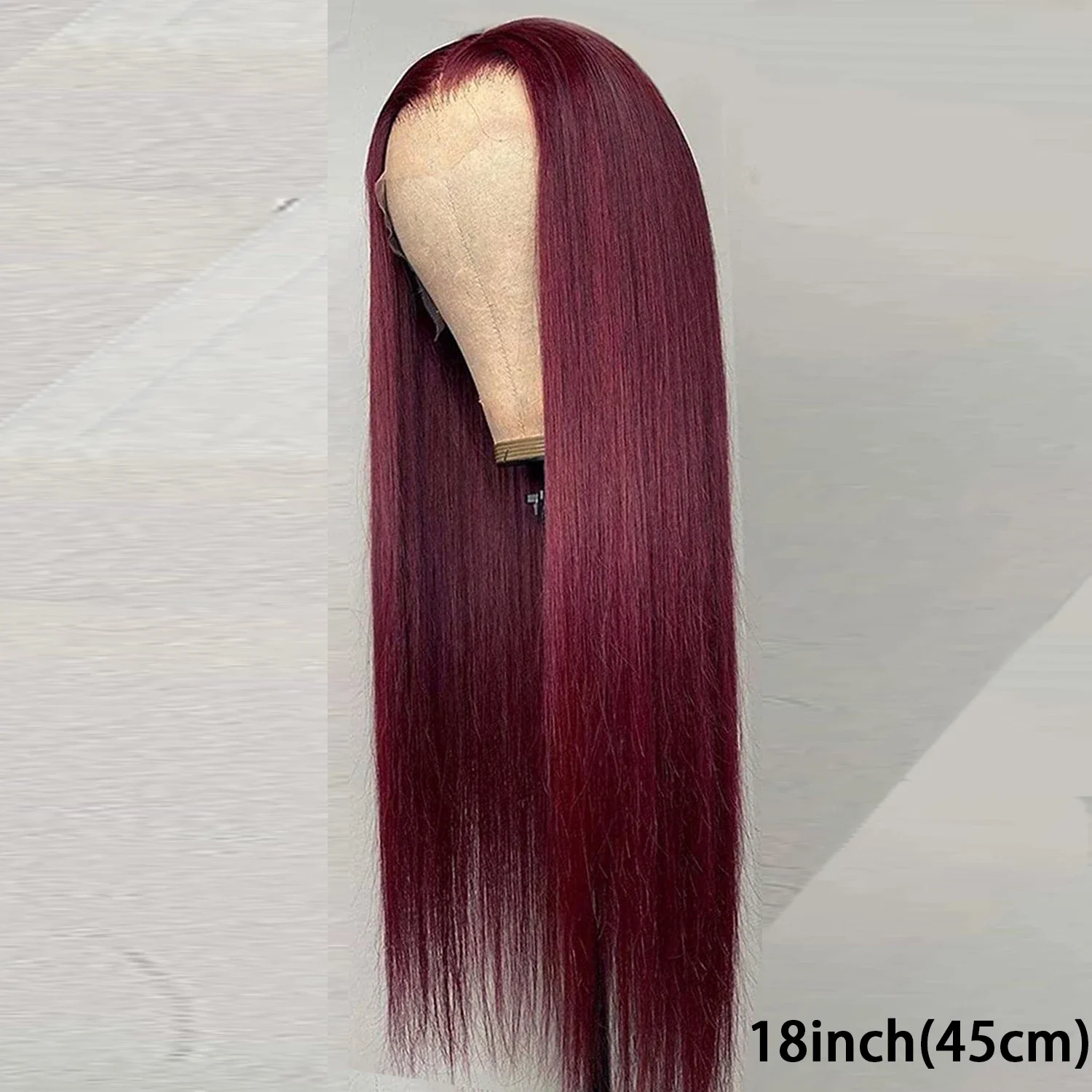 Burgunderrote, glatte Perücke aus menschlichem Haar, 13 x 4 Spitzenfront, brasilianisches Remy-Haar, weich für Frauen_voghion.com