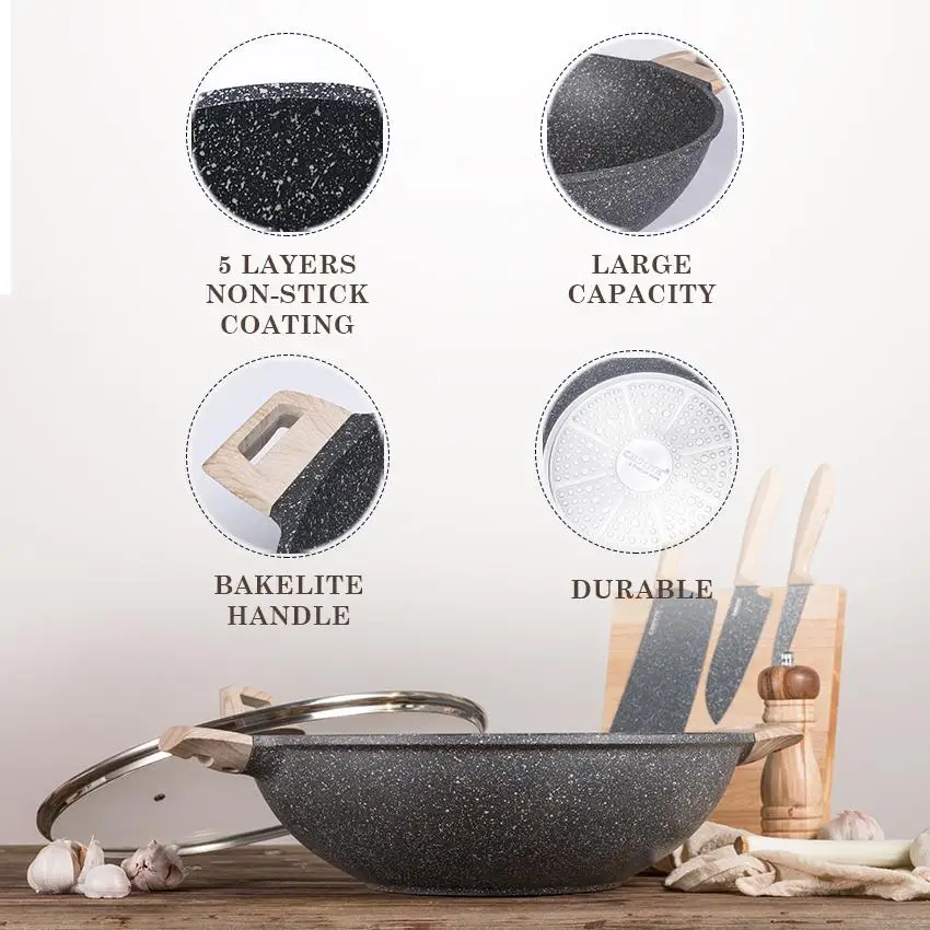 Source Carote 36cm Large Size Nonstick Granite Cast Aluminium