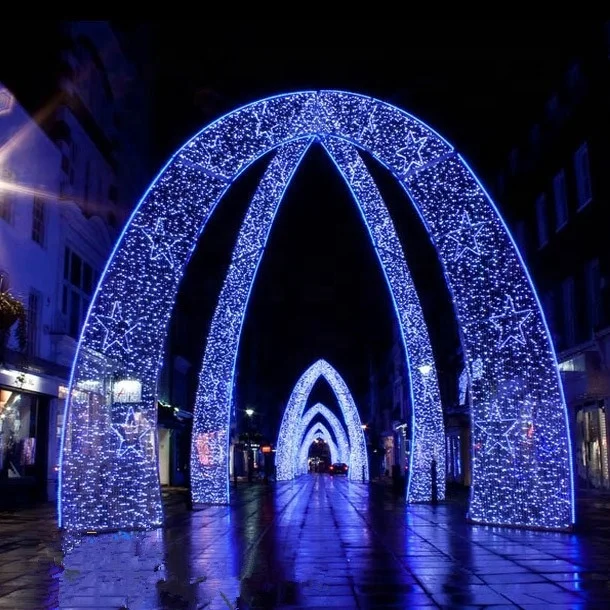 Factory LED 3D Large Love Arch Light Outdoor Decoration Arch Street Motif Star String Light