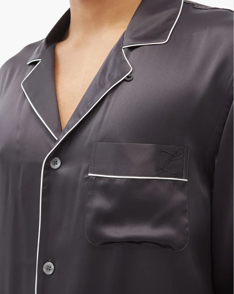 100% Pure Silk Men's Pajamas Luxury Solid Color Silk Sleepwear for Men