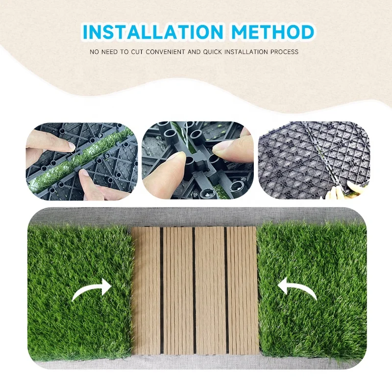 Synthetic Turf Flooring Carpet Grass Tiles Artificial Grass Interlocking Tiles WPC Deck Tiles