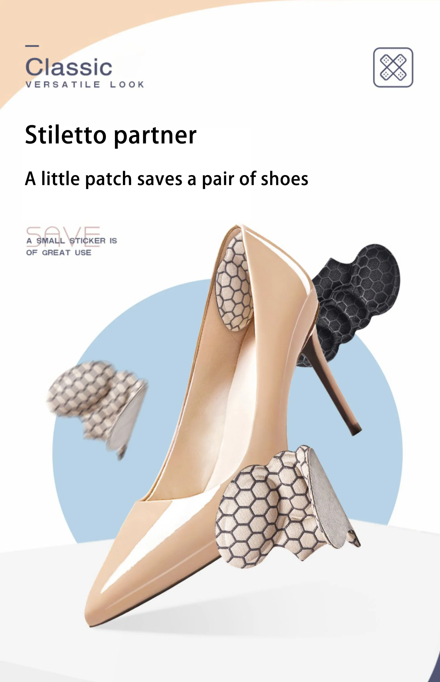Anti-Wear Heel Patch with Butterfly Back, Prevent Skidding & Shoe Loss