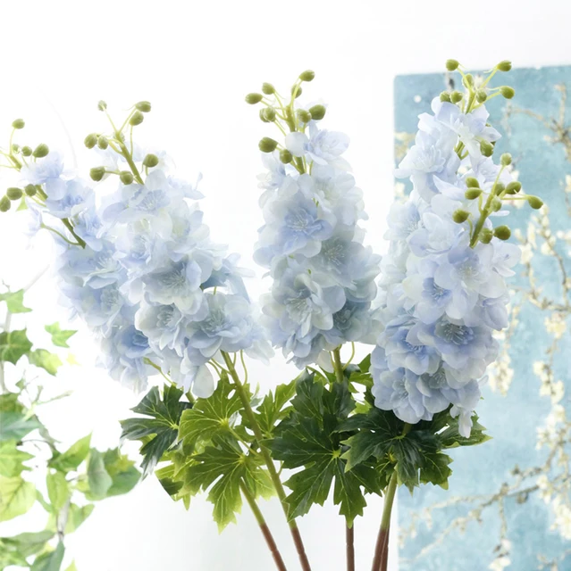 Hot selling high quality real touch delphinium flowers for wedding decor wholesale latex faux flowers