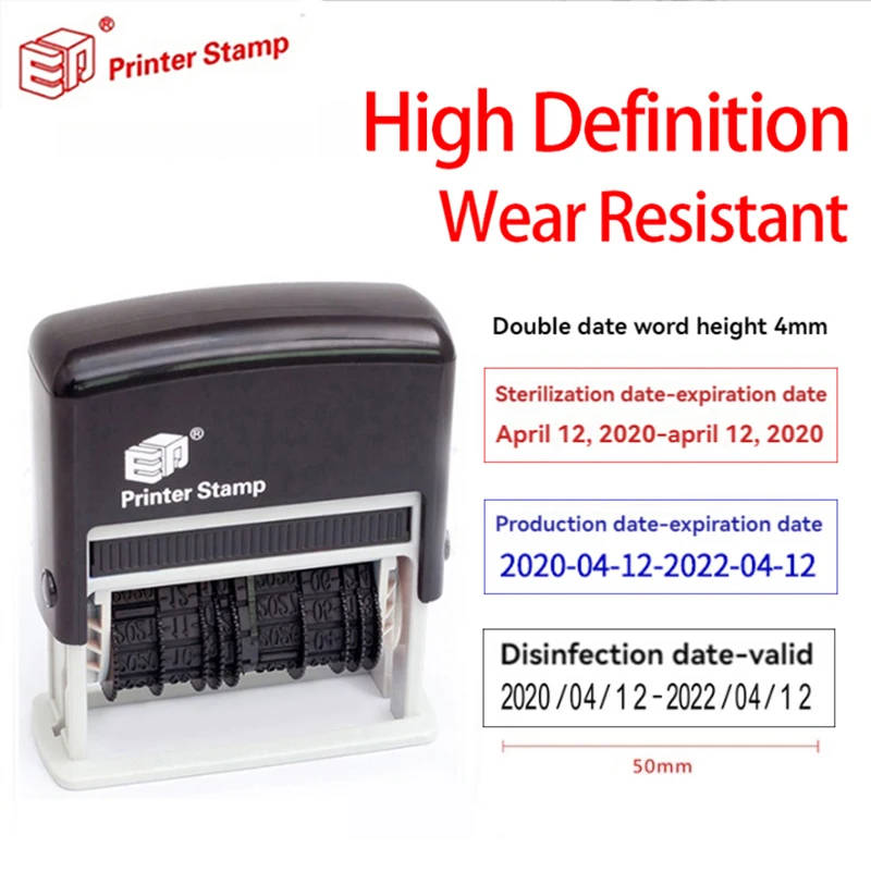 ED503 Double Row Adjustable Date Stamps Valid Manual Production Date Stamp Batch Number Shelf-life Coding Quality Rubber Seal