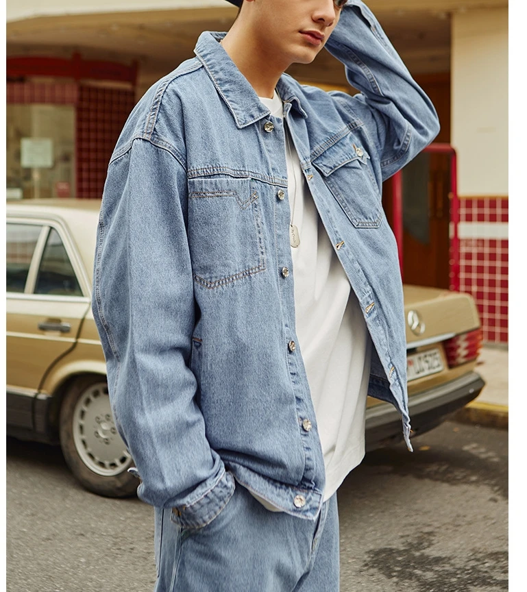 High Quality Denim Jean and Oversized Jeans, Men Denim Jean Piece Set,men  Jean Jacket and Pants Set