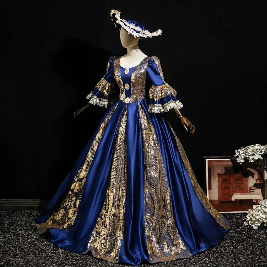 Photography French Court Dress Masquerade Ball Show New Year's Party Hosting Sequined Princess Performance Costumes Polyester