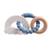 Bracelet en silicone à deux cercles - bracelet bleu - nuage arc-en-ciel