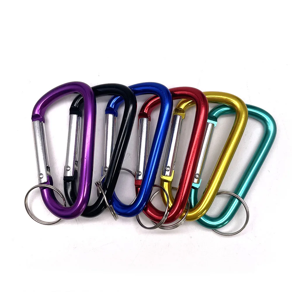 BT-A88 6pcs Round 78mm Karabiner Custom Logo Keychain Aluminum Hooks With Key Ring Carabiner D Clip 3" Gold Carabiner