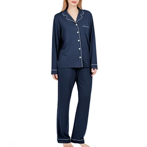 Custom Bamboo Viscose Women's Pajamas Adult Pyjamas Loungwear Comfy 2 Piece Pajama Lounge Wear Pj Set