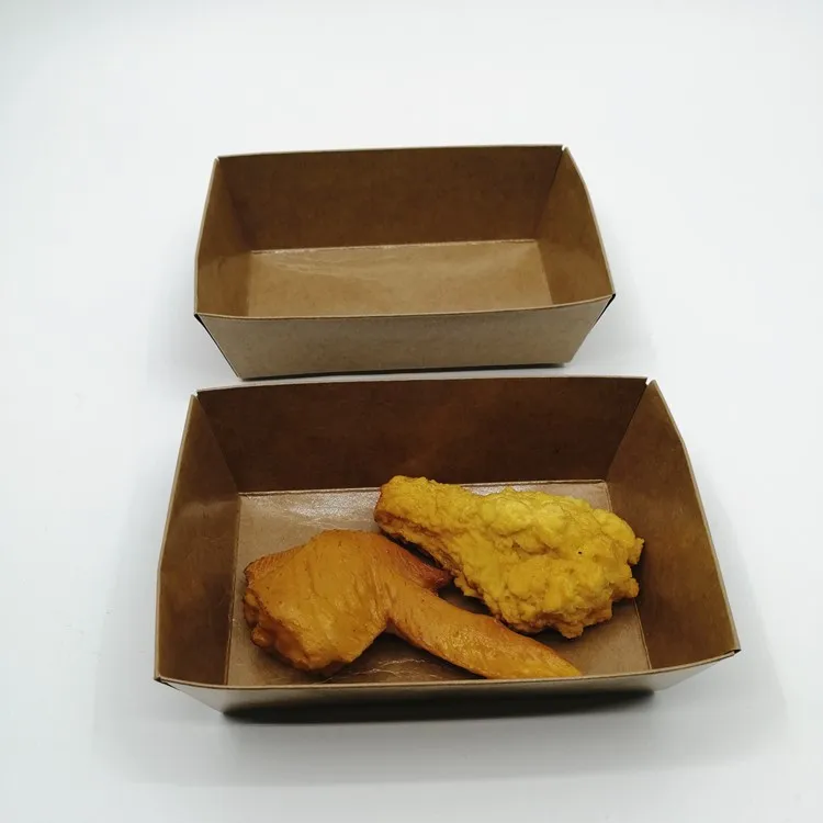 Kraft paper food   tray paper boat for fried fries chicken fast food container