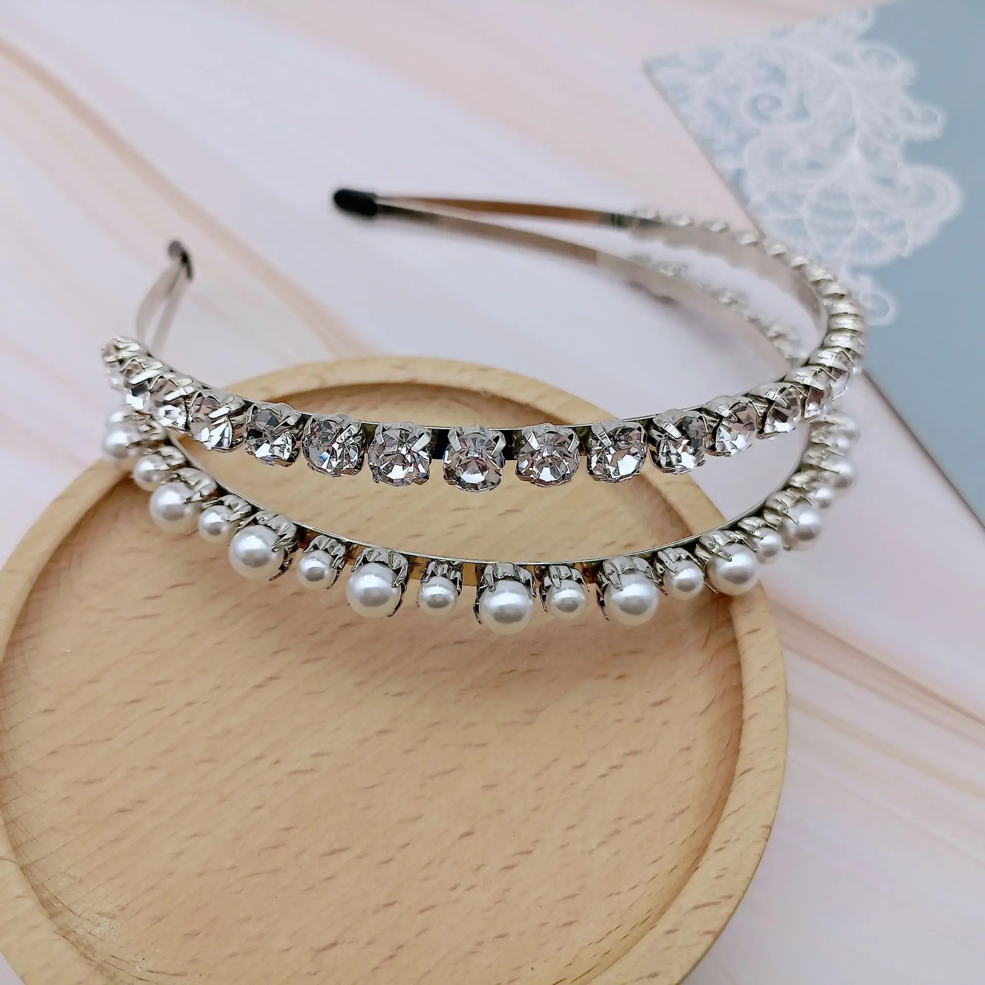 Double Layer Rhinestone Headband Wedding Hair Hoop Bridal Hair Accessories WLLHYF 2 Pieces Star Headbands for Women Girls Star  main image 3