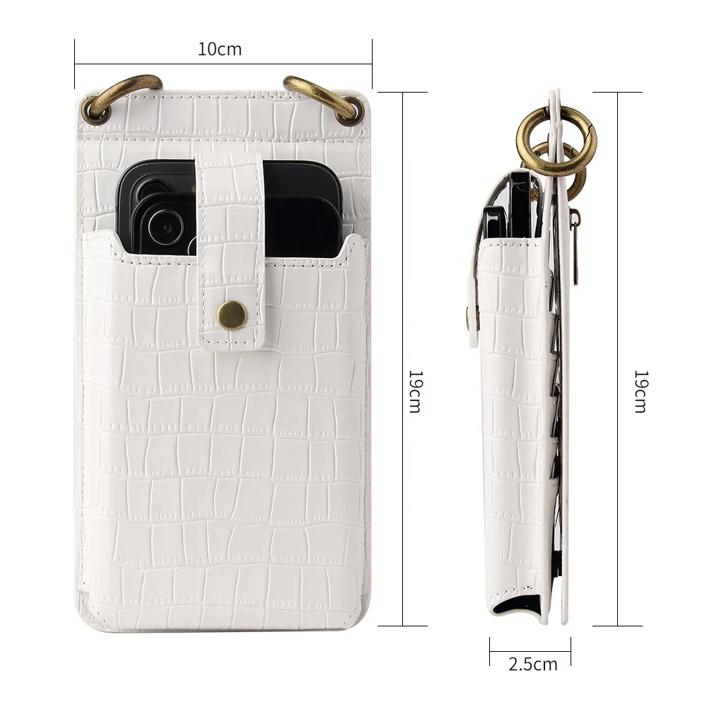 Funda de billetera cruzada Laudtec para iPhone 16 Pro con correa de lanyard, soporte para tarjetas, anillo, soporte de pie, folio magnético, funda con cremallera  