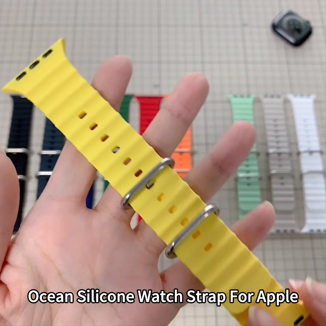 Adjustable Buckle Ocean Silicone Watchband 49mm Sport Watch Bands For