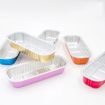 Laixin 100 Pcs 200ml Colored Disposable Baking Bread Loaf Pan Aluminum Container