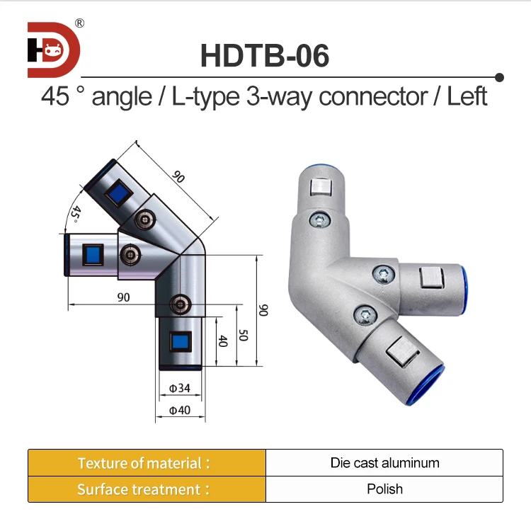 Step Industrial Ladder 40 Round Tube Connector Aluminum Alloy L/Y/T/X/V Joint Handrail Link details