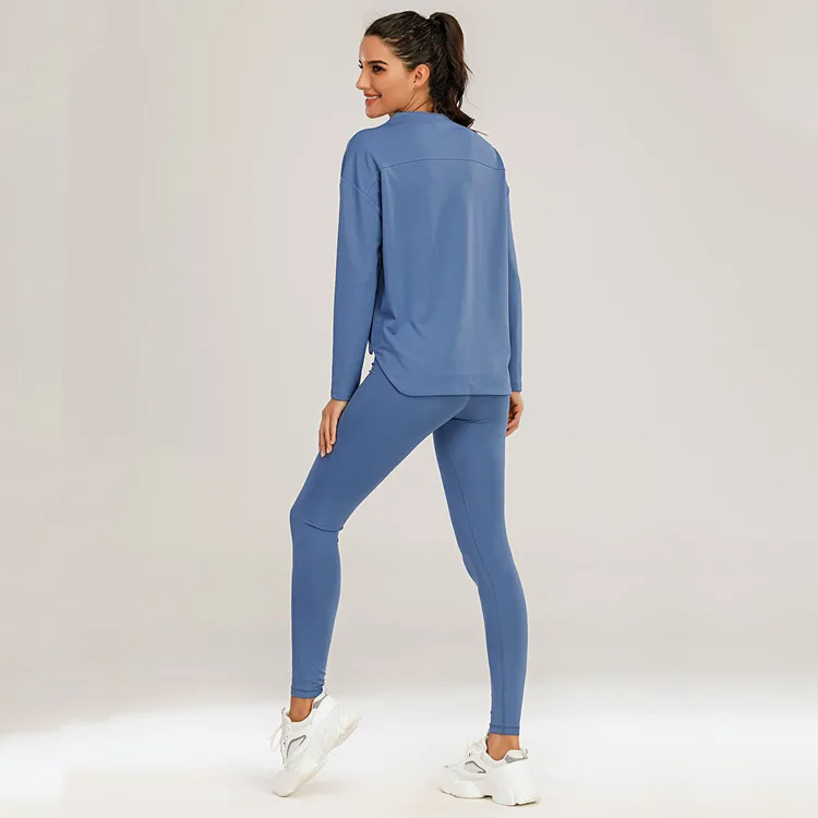Hot Selling Fashion Women 2 Piece Set Clothing Outfits Long Sleeve   Casual Yoga Workout 2-Piece Suit With Pocket