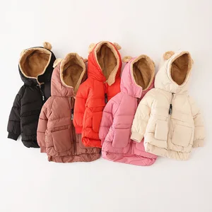 Customized Children's Cotton Coat Girl's Boy's Heavy Winter Jacket Waterproof Zipper Down Fleece Jacket Clothes for Kids