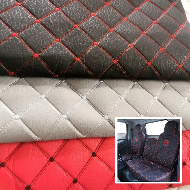 Factory Direct 100% Polyester Diamond Stitching Silk Sewing Material Embroidery Quilted Fabric for Car Seat Interior with Sponge