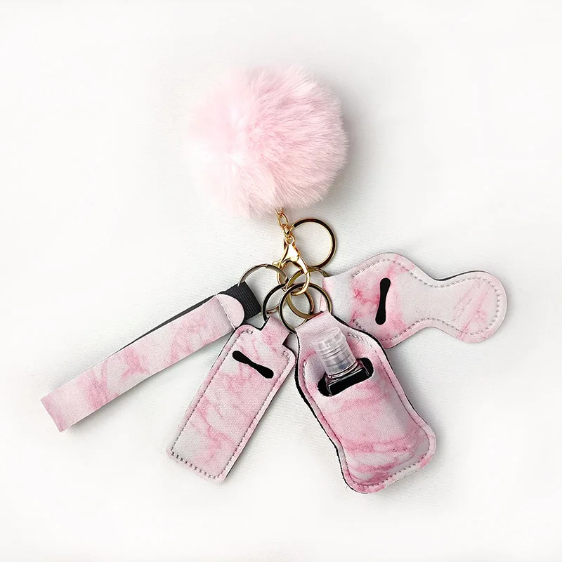 6 шт. Пустой дорожный размер бутылки и брелок держатель набор Крючки для ключей футляр для гигиенической помады брелки