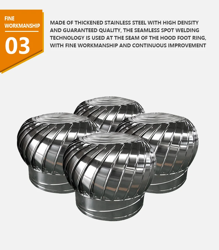 Ventilation Wind-driven Exhaust Fan, Stainless, Steel, Roof - detail 16