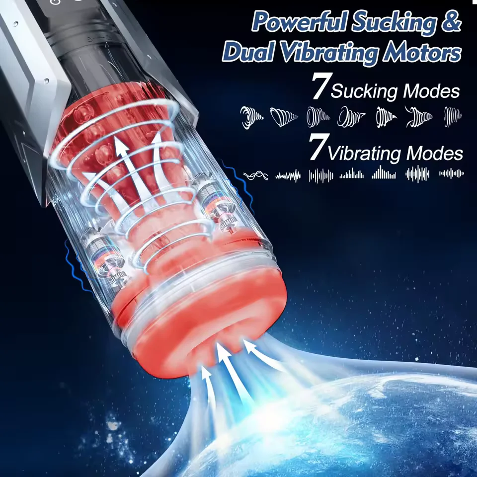 Red 3D Sleeve Textured Automatic Thrusting Rotation Male Masturbator Penis Pump Sucking Pocket Pussy Blow Job Machine Sex Toys
