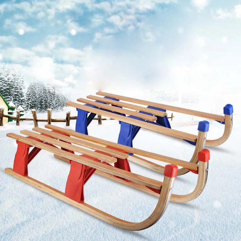 Зимние лыжные спортивные Складные портативные деревянные детские санки взрослые