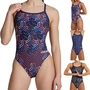 Summer Designer Logo Custom Print One-Piece High Waist Quick Dry Spandex/Polyester Sexy Backless Swimwear for Women