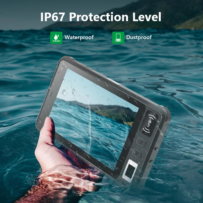 8 Inch IP67 Handheld Tablet RFID QR Code 2D Scanner NFC Reader Rugged Tablet 1000 Nits