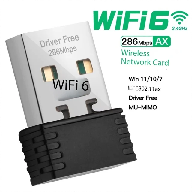 New 2025 WIFI6 USB WIFI Network Card Free Driver 2.4GHz USB Dongle 300Mbps Wi-Fi Adapter 802.11b/g/n/ax for PC/Laptop/Desktop