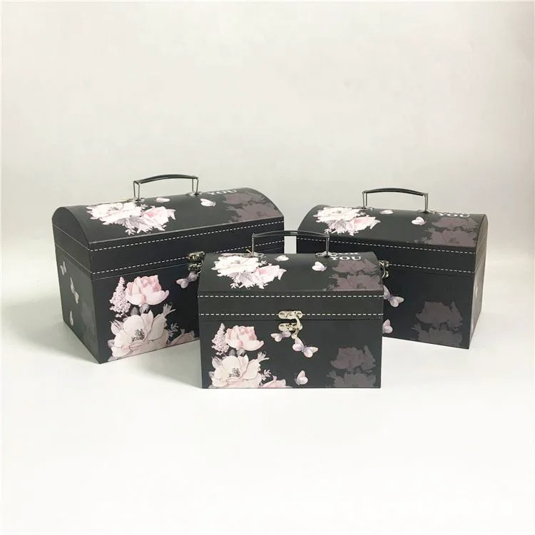 Wholesale Multi Size Custom Printed Cardboard Gift Boxes Treasure Pirate Chest with Metal Lock String Handle