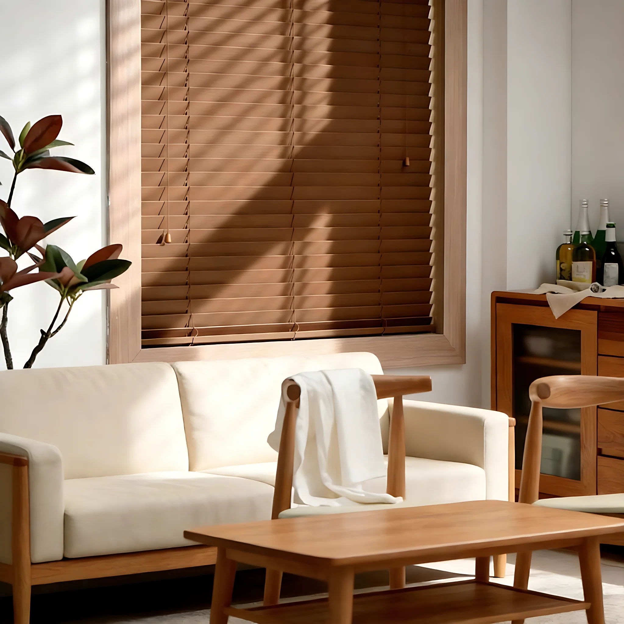 Lightweight Paulownia Wood Corded Venetian Blinds for Living Room Bedroom Decoration