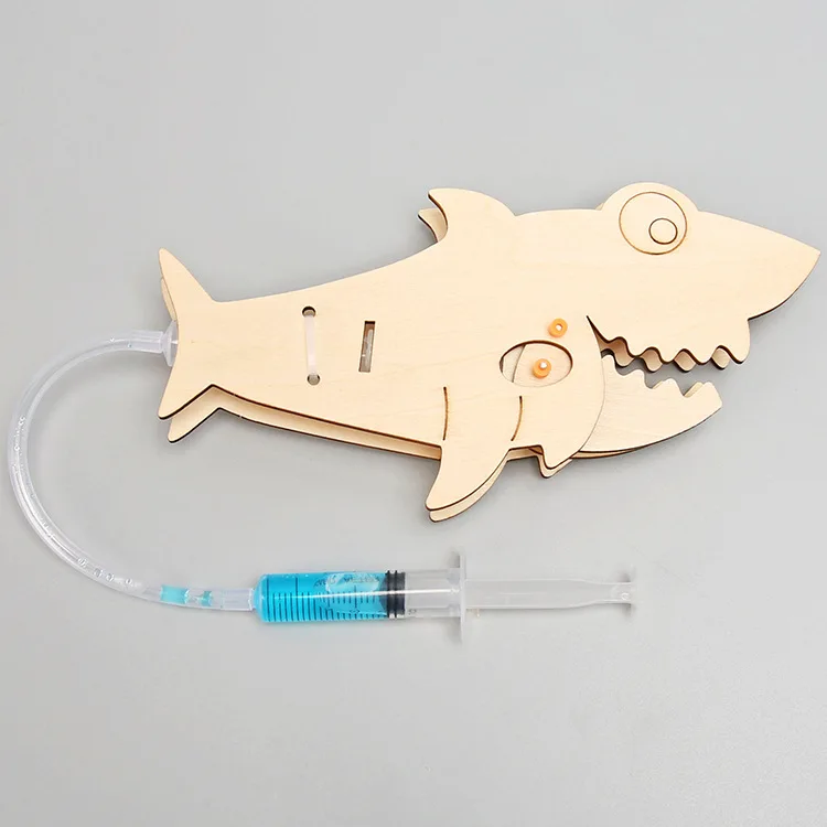 Science Experiment Material Package Hydraulic Shark Model Wooden Toys STEM Education Physics Teaching Aids for Primary School