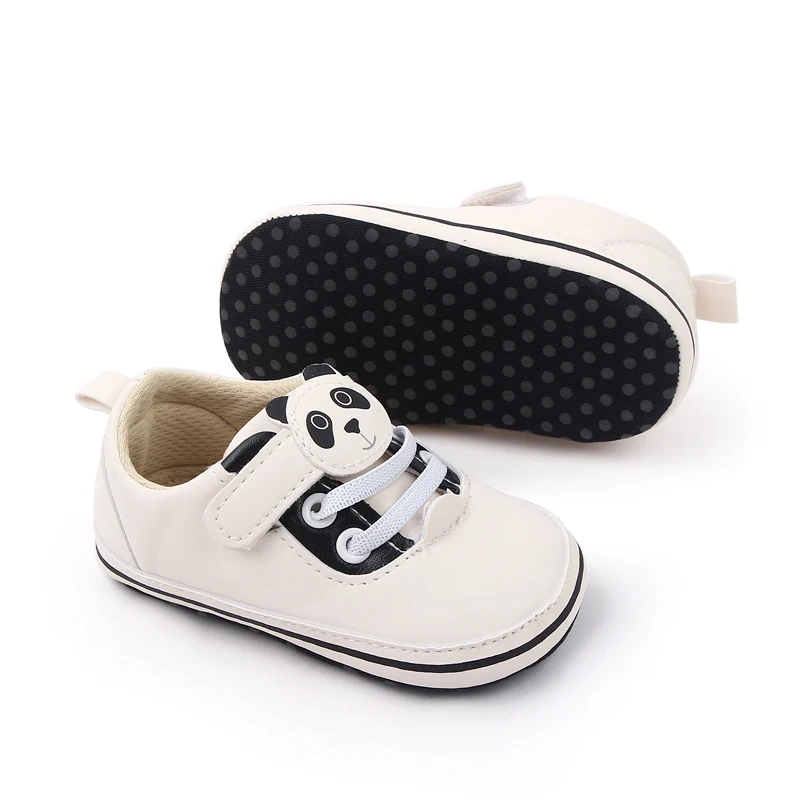 Cute Panada Design Hook&loop Soft Leather PU Baby Toddler Boys and Girls Shoes Newborn Infant Unisex Shoes factory