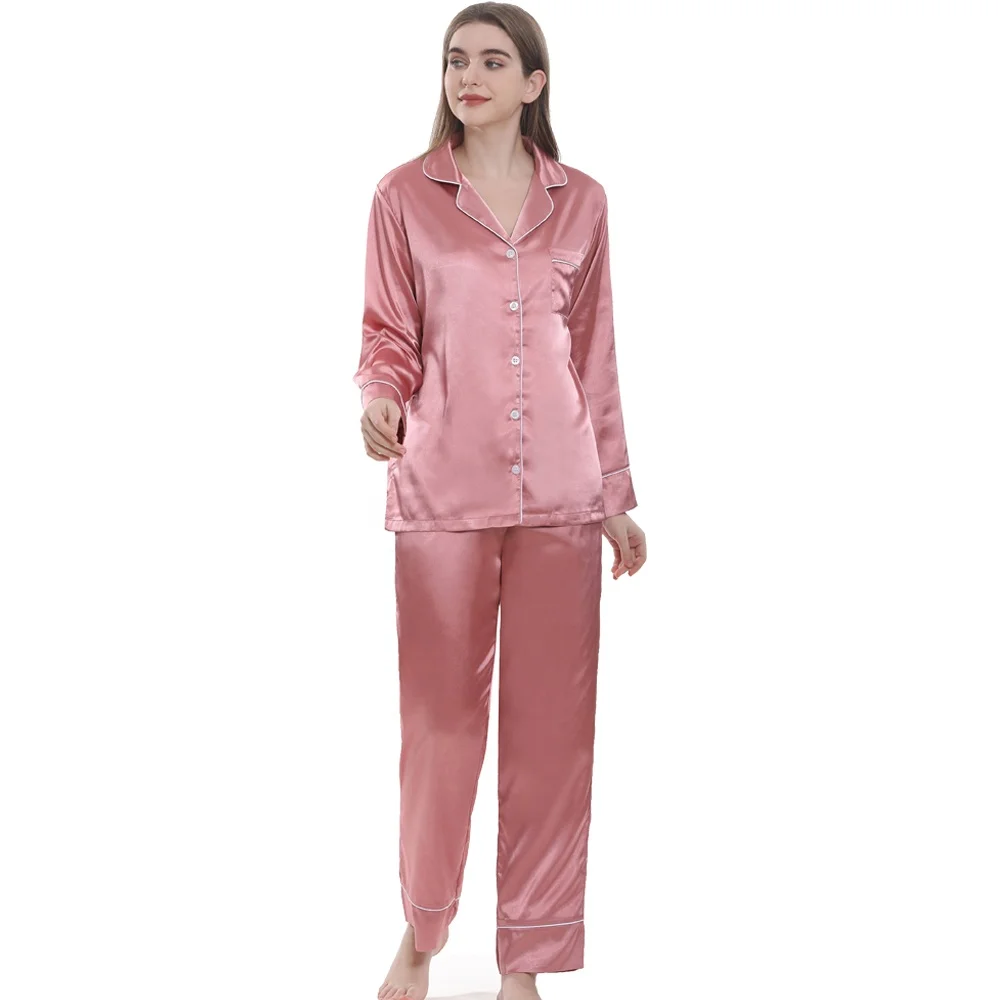 Wholesale Luxury Silk Full Length Pajama Pants Women Satin Pajamas Set ...