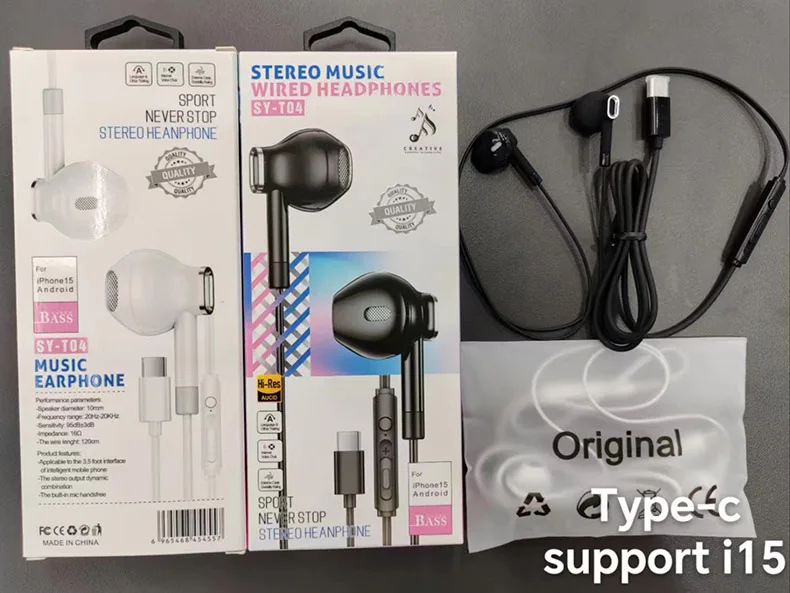 Digital Audio Wired Earphones Type C for Huawei Samsung