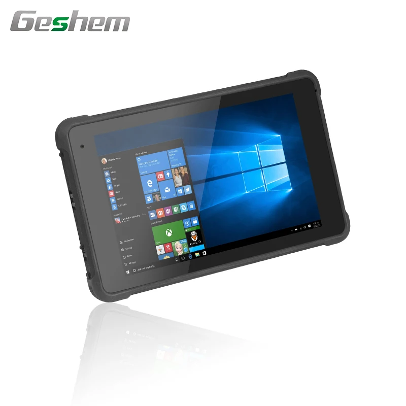 Geshem 8 inch industrial tablet pc rugged Win 10 Pro based IP67 with 1200*1920 1000nits option with barcode scanner supporting v