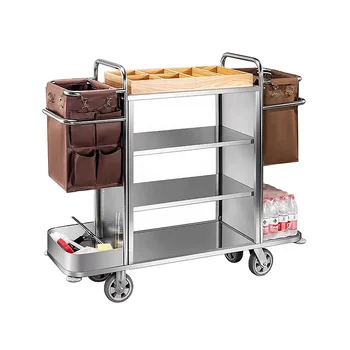 Hotel stainless steel single-sided and double-sided linen cart hotel laundry service cleaning work cart