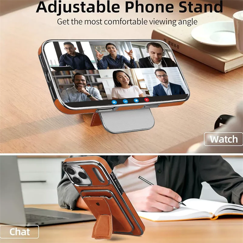 2 in 1 Detachable Wallet Phone Case With Magnetic Card Holder for Men Luxury PU Leather Cover for iPhone 17 Pro Max 16 15 Plus