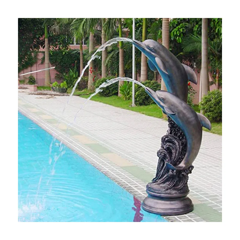High Quality Large Pool Metal Bronze Dolphin Water Garden Fountain Sculpture for Sale