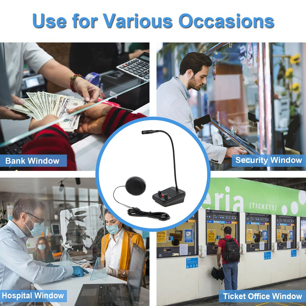 Bank Window Intercom System Bank Teller Speaker 2 Way Window Intercom
