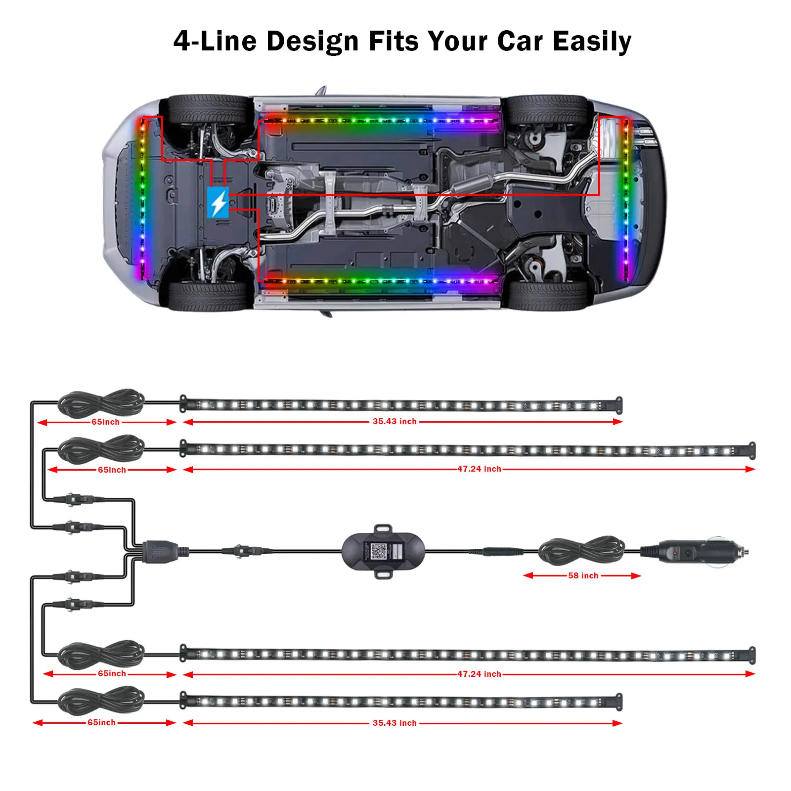 Auto Underbody Exterior Chasing Flow Rgb Led Strip Rainbow Chassis Neon ...