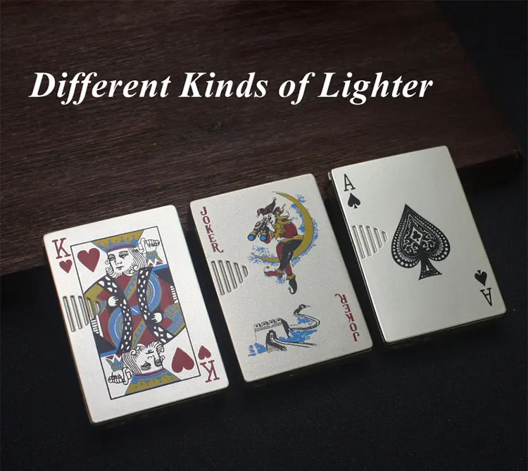 Metal Playing Cards Jet Lighter Green Flame Poker Lighter Smoking