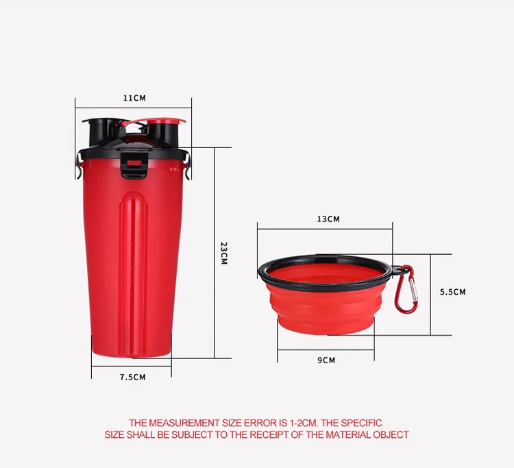 Portable Muliti Function Double Collapsible Pet Feeder Dog Water Bottle