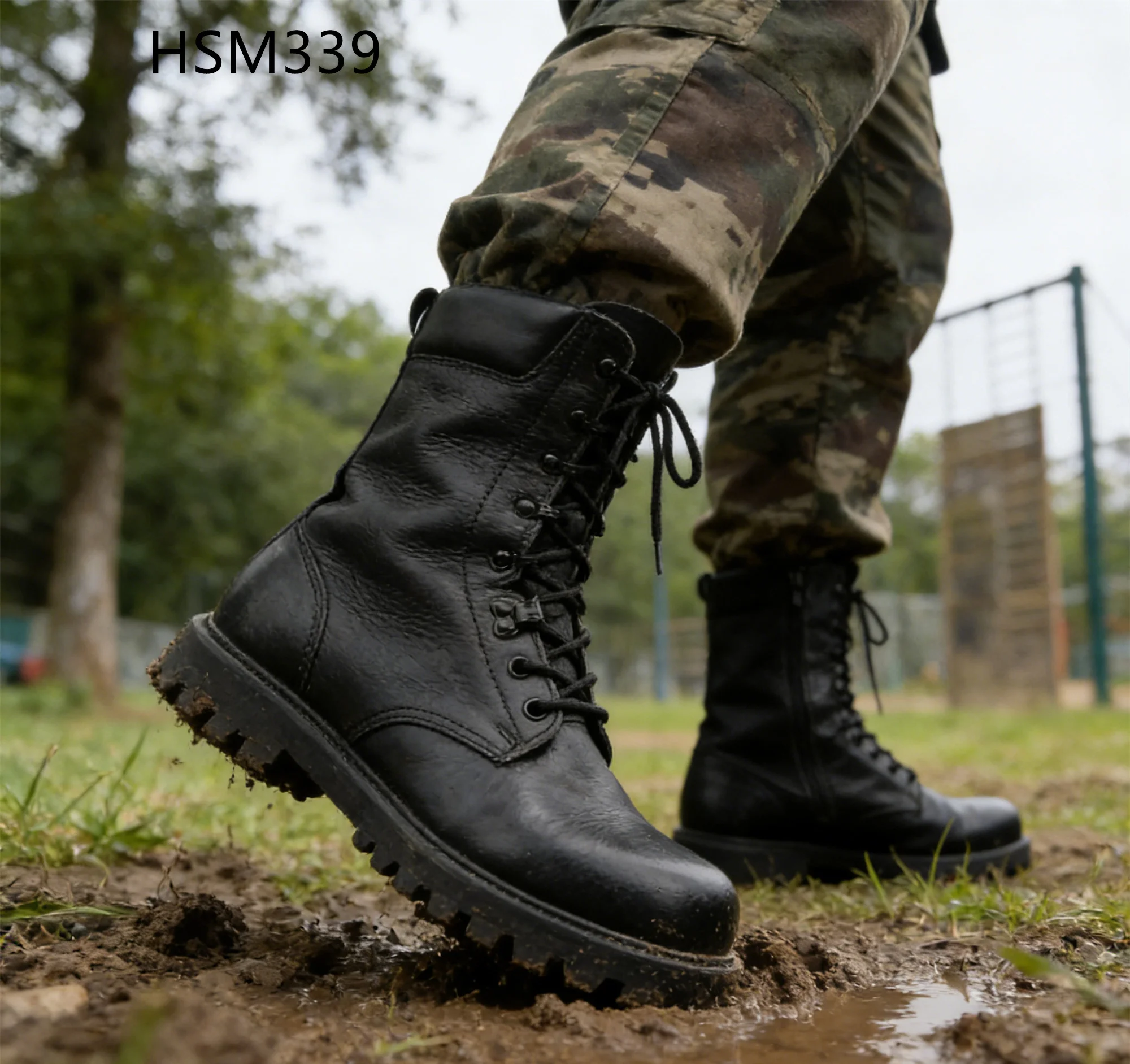 HY,Forest Zone Survey Top-End Embossed Leather Fighting Boots Camping Trips High-Elasticity Outsole Combat Tactical Boots HSM339