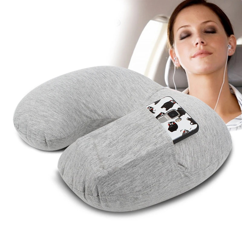 Inflatable Travel Pillow Soft Velvet Neck Support Pillow Purefly 
