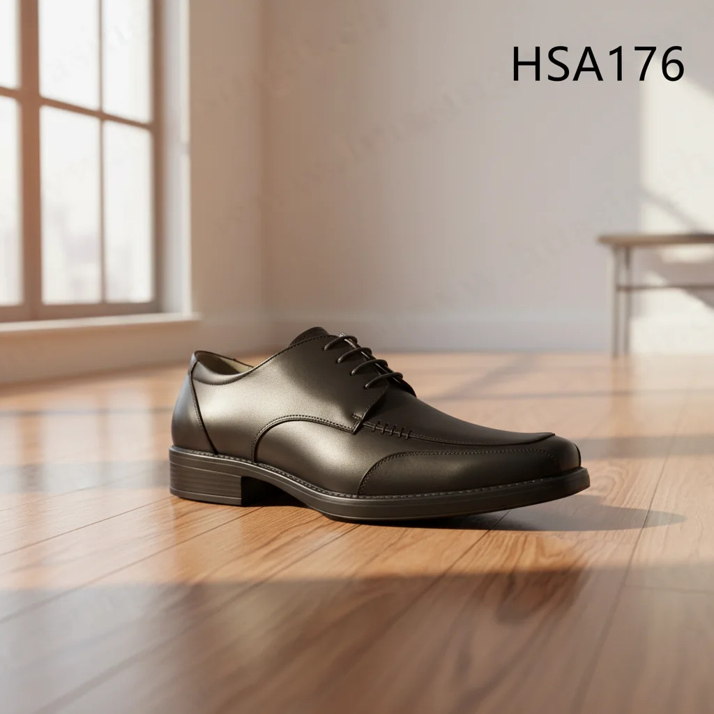 HY Formal Meeting Square Toe Lace-Up Comfort Anti-Slip Lightweight Black Office Shoes HSA176