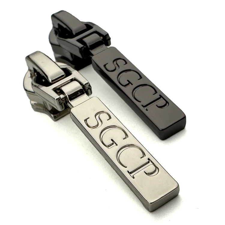 New Style Custom Brand Name Zipper Puller Metal Engraved Logo Zip